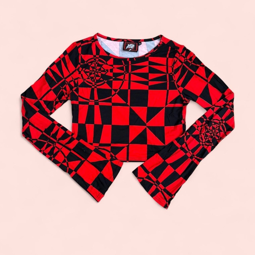 Killstar Red and Black Geometric Crop Top